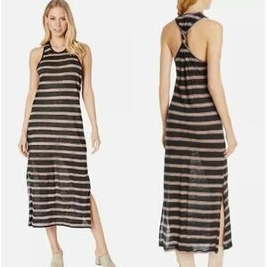 Joie NWT Brellen Twist‎ Back Linen Tank Dress Striped Caviar Womens Size Small